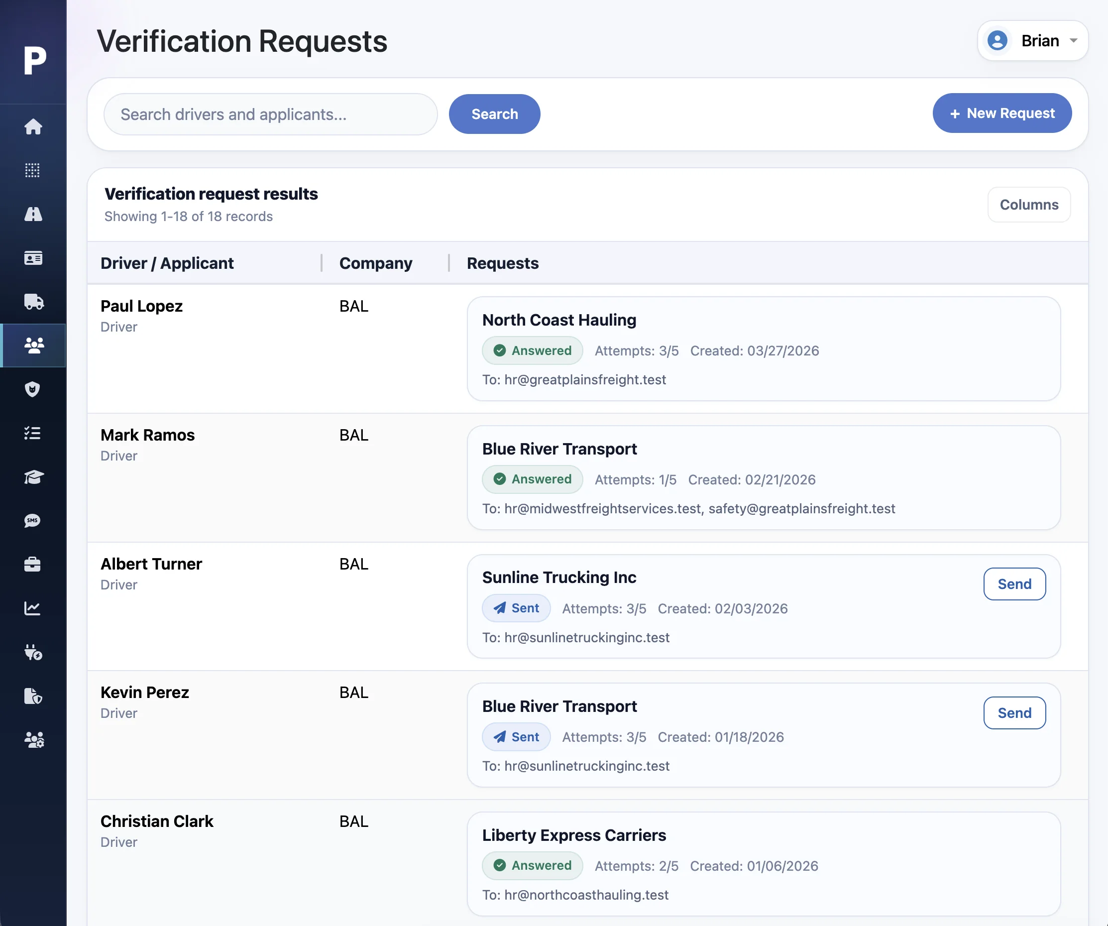 Verification request page